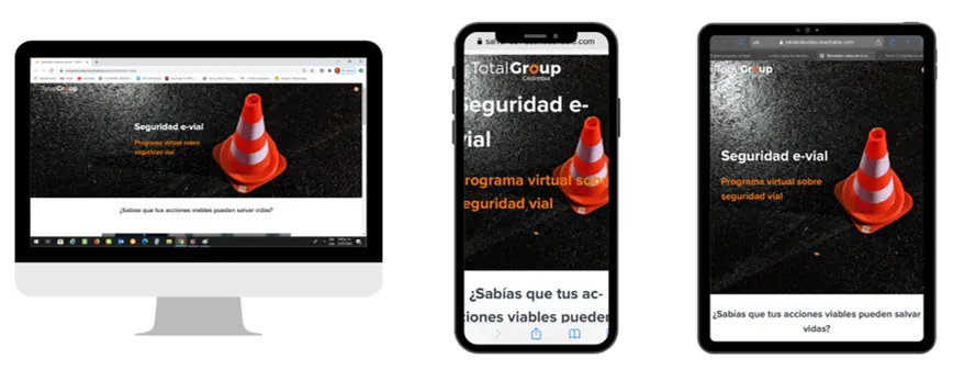 Plataforma de formación virtual Salvando Vidas en computador, tablet y celular